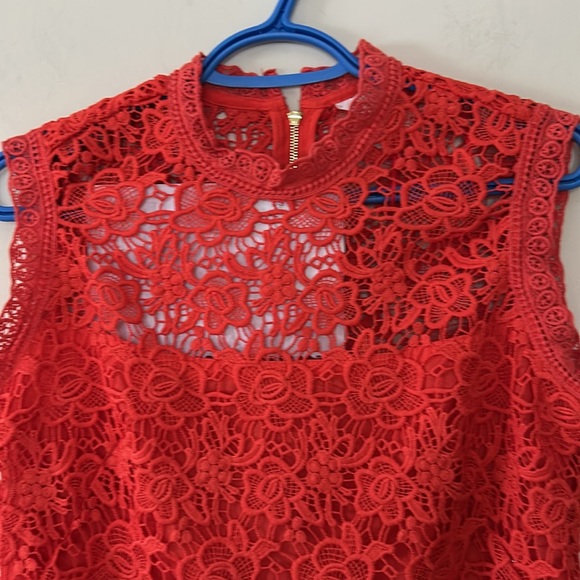 Nanette Lepore lined lacy crochet top open lace on chest zip in back size S - Picture 2 of 6